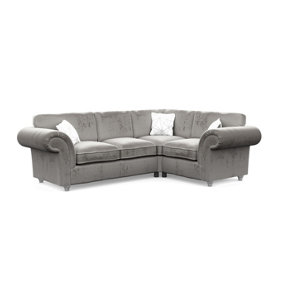 Windsor Silver Small Corner Sofa - Silver Feet
