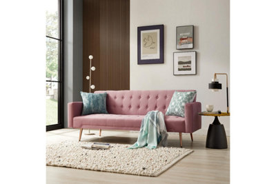 Windsor Sofa Bed, Pink Velvet Rose Gold Legs