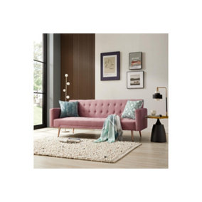 Windsor Sofa Bed, Pink Velvet Rose Gold Legs