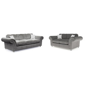 Windsor Steel 3 Seater & 2 Seater Sofas - Silver Feet