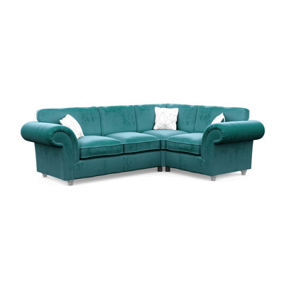 Windsor Teal Small Corner Sofa - Silver Feet