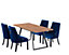 Windsor Toga Lux Dining Set with 4 Chairs, Brown/Black Table & Blue Chairs