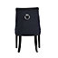 Windsor Velvet Upholstered Dining Chair Dining Room Kitchen Living Room, Diamond Tufted Button Back Knocker Set of 4, Black