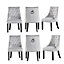 Windsor Velvet Upholstered Dining Chair Dining Room Kitchen Living Room, Diamond Tufted Button Back Knocker Set of 6, Light Grey