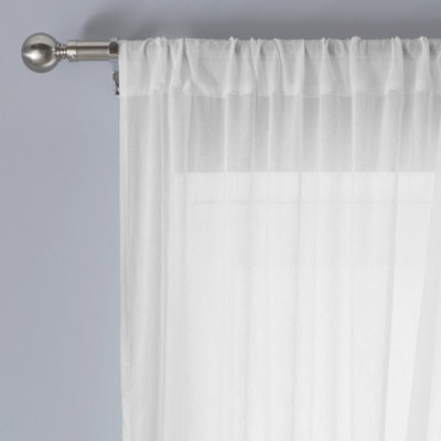 Windsor White Crushed Voile Panel with Marame Trim and Tie Back - Pair 140 x 137cm (55x54")