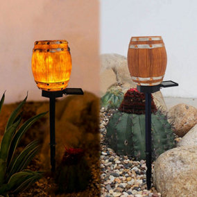 Wine Barrel LED Solar Outdoor Landscape Garden Decoration Light