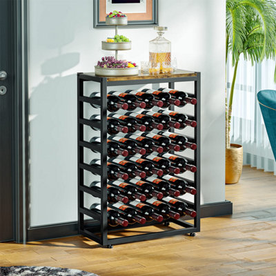 Wine Rack Free Standing 6-Tier 30 Bottles Wine Holder Display Storage Shelves with Metal Frame and Table Top - 3