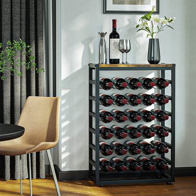 Wine Rack Free Standing 6-Tier 30 Bottles Wine Holder Display Storage Shelves with Metal Frame and Table Top - 6