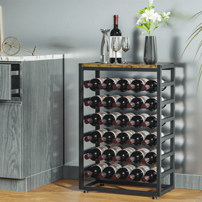 Wine Rack Free Standing 6-Tier 30 Bottles Wine Holder Display Storage Shelves with Metal Frame and Table Top - 7