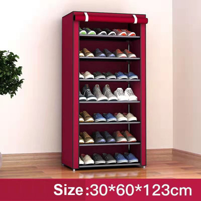 Wine Red 8-Tier Dustproof Shoe Cabinet
