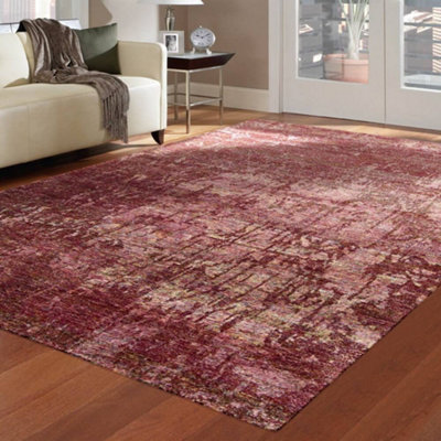 Wine Wool Luxurious Modern Easy to Clean Handmade Abstract Bedroom Dining Room and Living Room Rug -297cm X 419cm