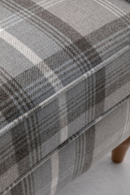 Wing Back Fireside Check Fabric Armchair