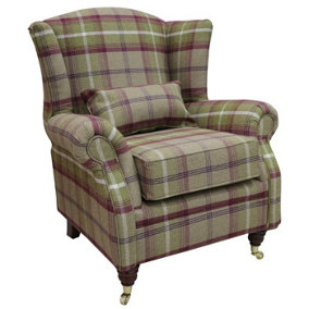 Wing Chair Original Fireside High Back Armchair P And S Balmoral Heather Check Real Fabric