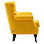 Wingback Armchair, Linen Upholstered Accent Sofa Chair with Cushion,Yellow