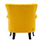 Wingback Armchair, Linen Upholstered Accent Sofa Chair with Cushion,Yellow