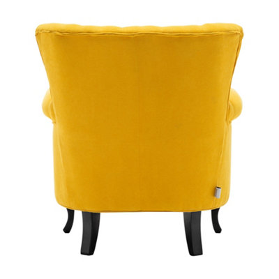 Wingback Armchair, Linen Upholstered Accent Sofa Chair with Cushion,Yellow