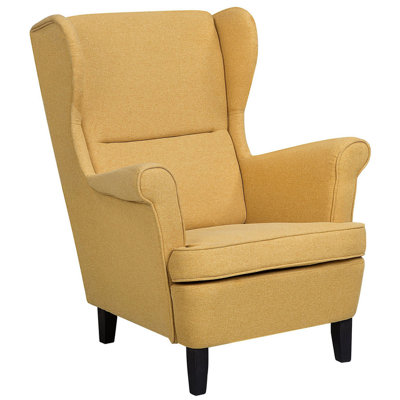 Wingback Chair ABSON Fabric Yellow