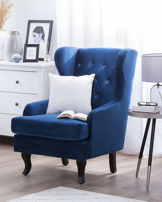 Wingback Chair ALTA Velvet Dark Blue