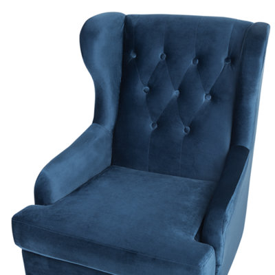 Wingback Chair ALTA Velvet Dark Blue