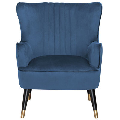 Wingback Chair VARBERG Velvet Dark Blue
