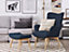 Wingback Chair with Footstool Dark Blue VEJLE