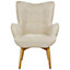 Wingback Chair with Footstool Light Beige VEJLE