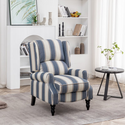 Blue and white striped recliner sales