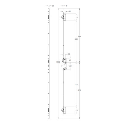Winkhaus 2 Hook AV2 Autolock - LH - 55mm bset