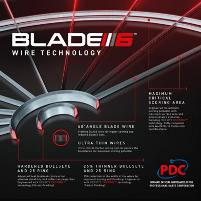 Cible De Fléchettes WINMAU Blade 6 Professional - Spécification Tournoi Officiel - Sisal