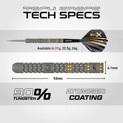 WINMAU Michael Van Gerwen MvG Trilogy 21.5 Gramm Profi Stahlspitze Wolfram Dartpfeile mit Flüge und Stiele (Wellen