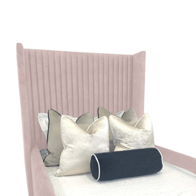 Winnie Kids Bed Plush Velvet with Safety Siderails- Pink