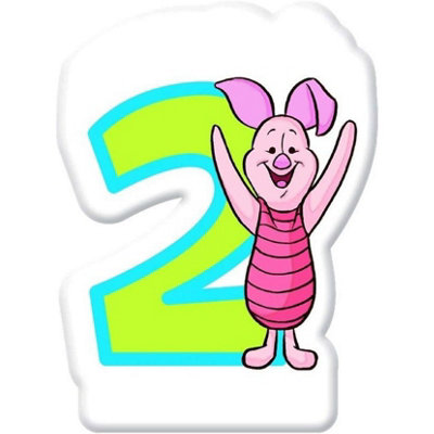 Winnie the Pooh 2nd Birthday Candle Pink/White/Green (One Size)