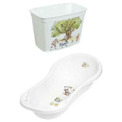 Winnie the Pooh Baby Bath Tub 100cm with Plug Hanging Organizer Box 4L