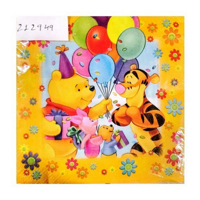 Winnie the Pooh Birthday Napkins (Pack of 20) Multicoloured (One Size)