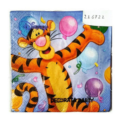 Winnie the Pooh Paper Tigger Birthday Disposable Napkins (Pack of 20) Multicoloured (One Size)