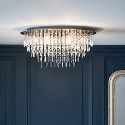 Winona Large Crystal Flush Ceiling Light