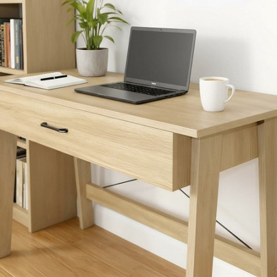 Winston 1 Full-width Drawer Oak Effect Home Office Computer Writing Desk