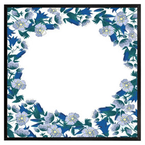 Winter blue flowers (Picutre Frame) / 24x24" / Oak