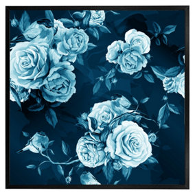 Winter blue roses (Picutre Frame) / 30x30" / Brown