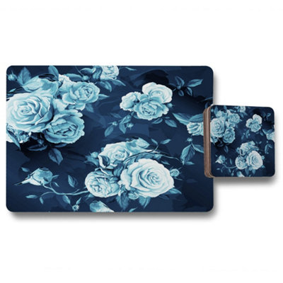 Winter Blue Roses (Placemat & Coaster Set) / Default Title