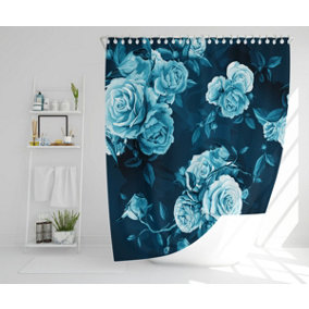 Winter Blue Roses (Shower Curtain) / Default Title