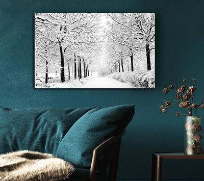 Winter In The Park Black And White Canvas Print Wall Art - Medium 20 x 32 Inches