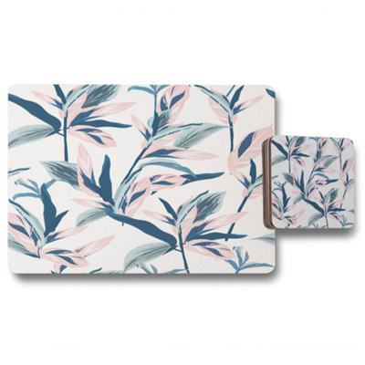 Winter Pink & Blue Flowers (Placemat & Coaster Set) / Default Title