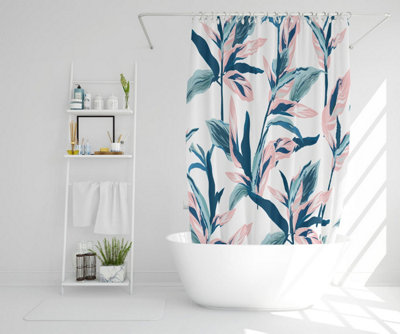 Winter Pink & Blue Flowers (Shower Curtain) / Default Title