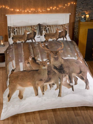 Winter Stag Double Duvet Cover and Pillowcase Set