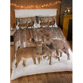 Winter Stag Double Duvet Cover and Pillowcase Set