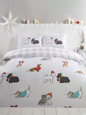 Winter Tails Dogs Double Duvet Cover and Pillowcase Set