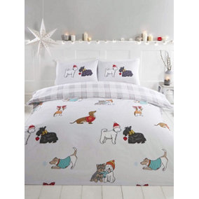 Winter Tails Dogs Single Duvet Cover and Pillowcase Set