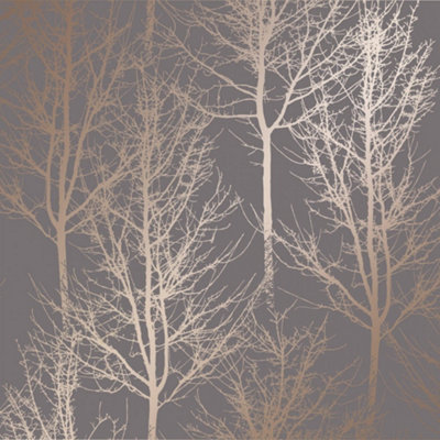 I Love Wallpaper Acacia Tree Wallpaper in Charcoal and Copper