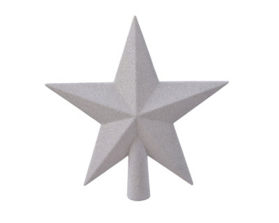 Winter White Christmas Tree Topper Star White Glitter Tree Decoration 19cm - 3